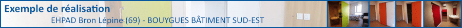 Exemple de réalisation - Portes coulissantes sur mur pour sanitaires des chambres d'un EHPAD - Cabineo
