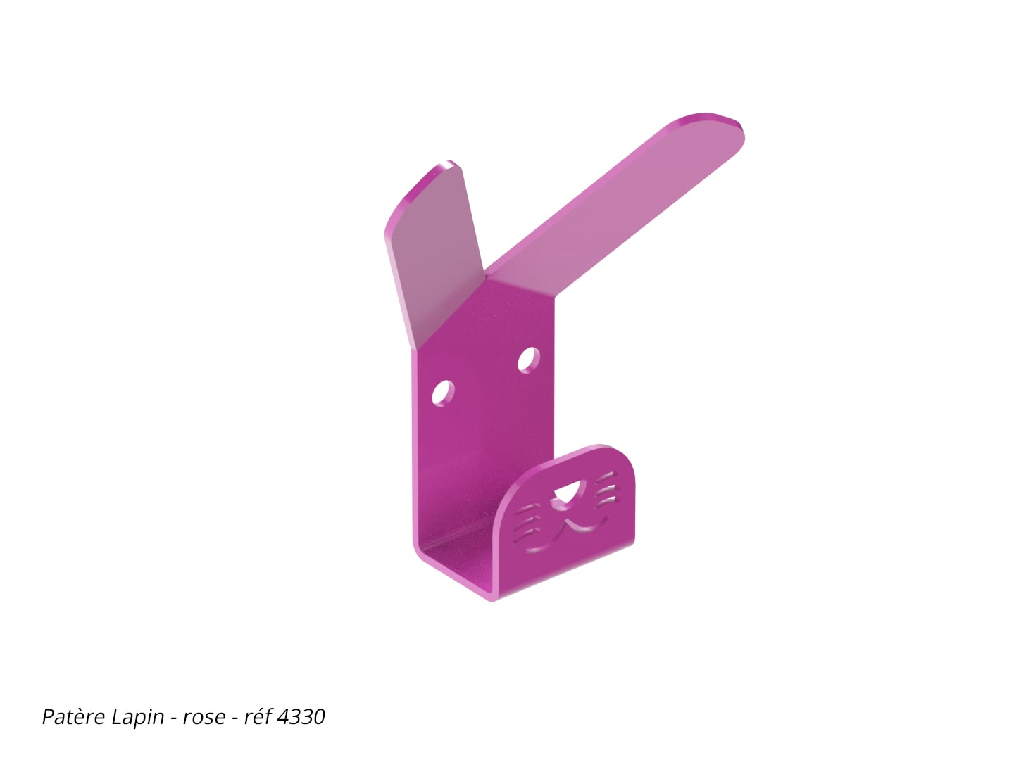 Patère Lapin - rose - réf 4330